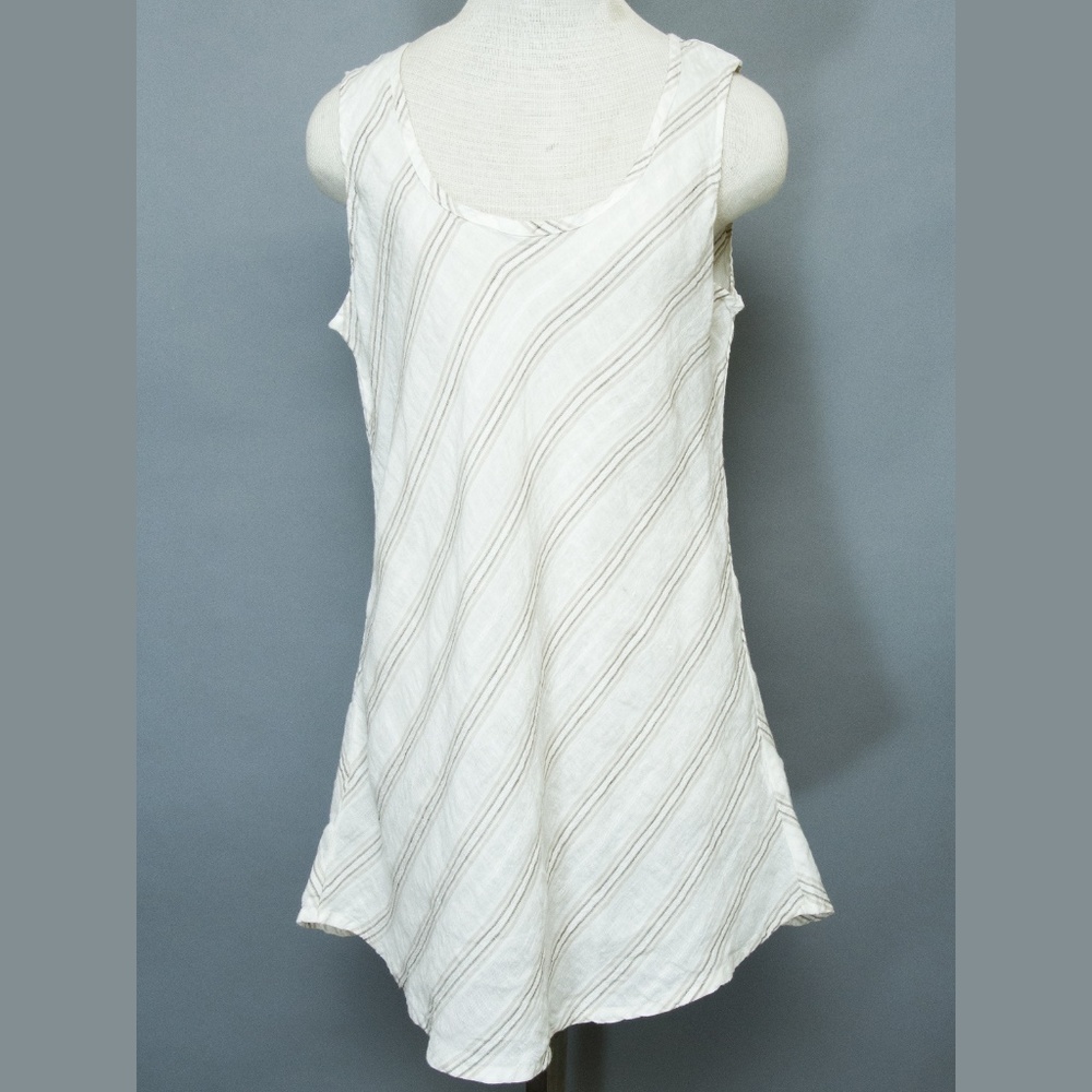 Flax Women's linen tank top NWOT white brown